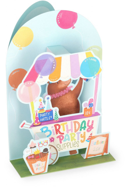 Darčekové prianie Legami Pop-Up Card - Pop-Up Greeting Card - Teddy Cart