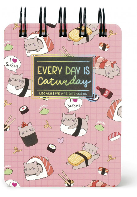 Zápisník Legami Lined Spiral-Bound Notepad - Spiral Notepad - Mini - Sushi Cat