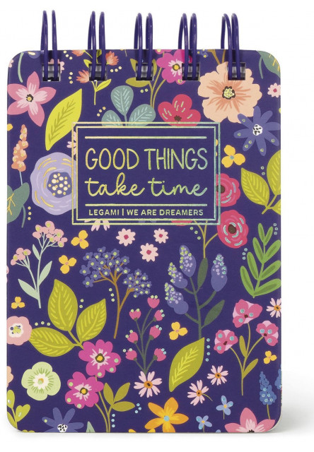 Zápisník Legami Lined Spiral-Bound Notepad - Spiral Notepad - Mini - Flowers