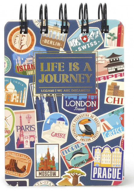 Zápisník Legami Lined Spiral-Bound Notepad - Spiral Notepad - Mini - Travel Stickers