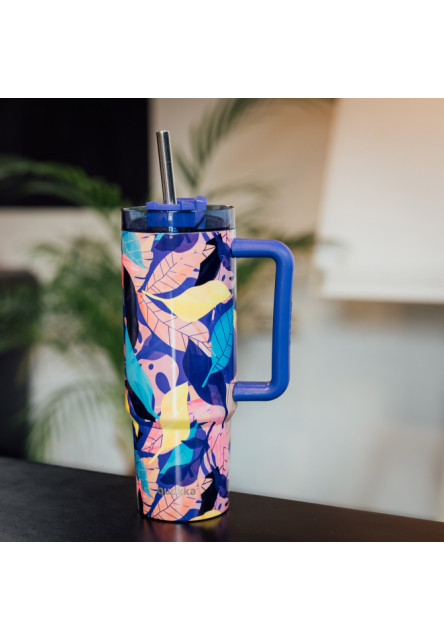 Nerezový termohrnek s brčkem Vibe Midnight Forest 880 ml