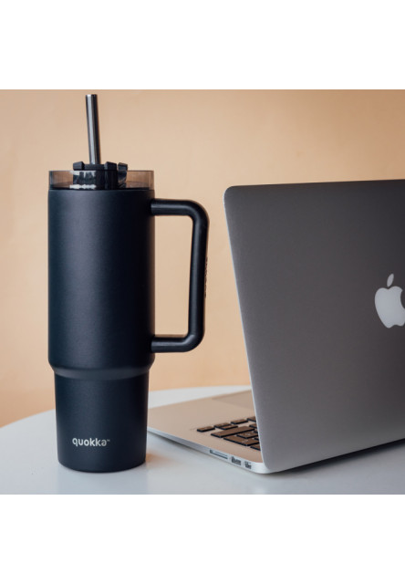 Nerezový termohrnek s brčkem Vibe Black 880 ml
