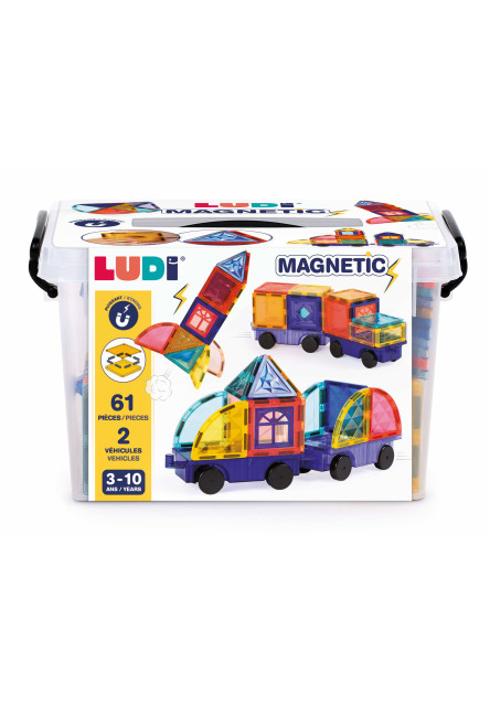 Magnetická stavebnice s auty 63 ks