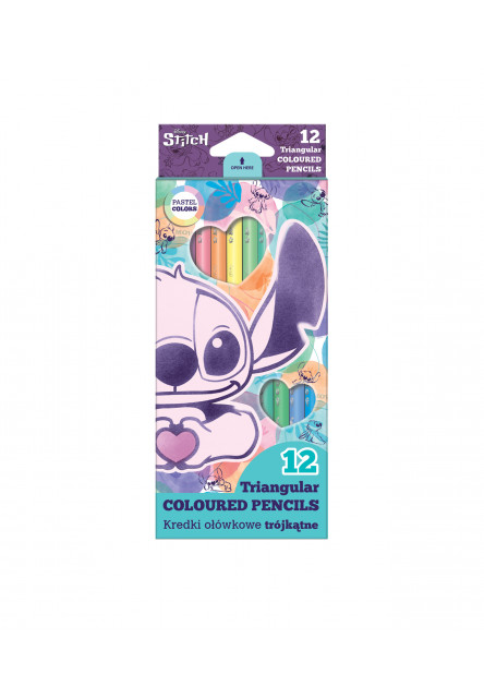 Tříhranné pastelky Stitch Pastel 12 ks