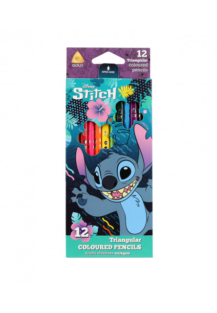 Tříhranné pastelky Stitch Blue 12 ks