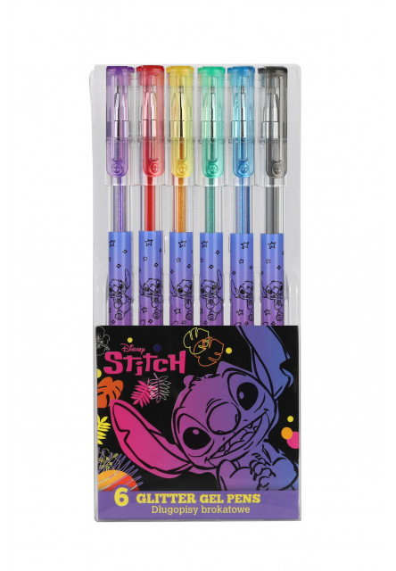 Gelová pera se třpytkami Stitch Black 6 ks