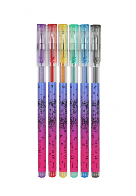Gelová pera se třpytkami Stitch Black 6 ks