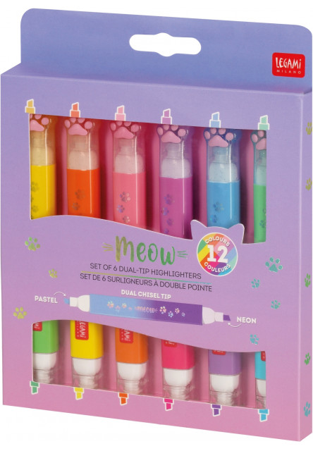 Sada 6 obojstranných zvýrazňovačov Legami Meow - Kitty