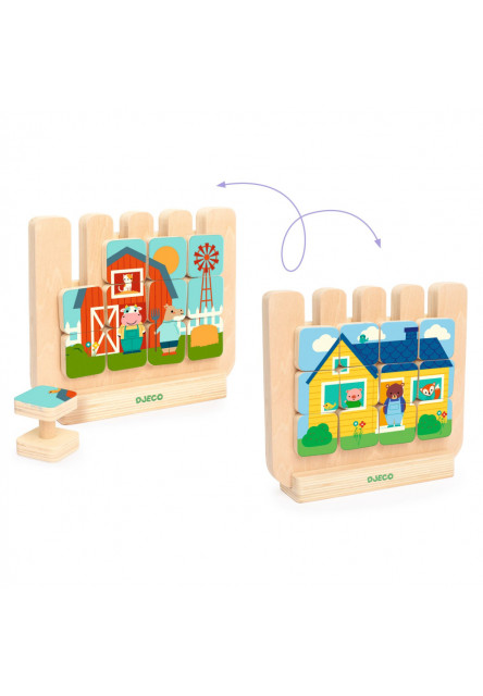 Casamix: obojstranné drevené puzzle (12ks)