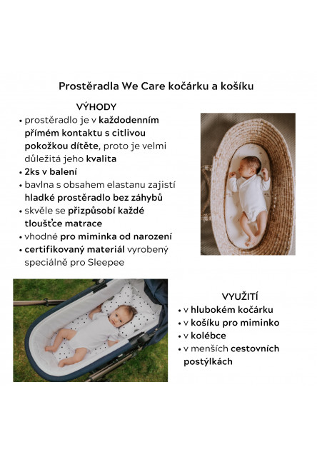 Prostěradlo Sleepee We Care do kočárku, košíku a kolébky Green Forest