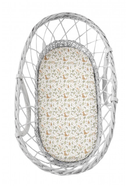 Prostěradlo Sleepee We Care do kočárku, košíku a kolébky Ivory Forest