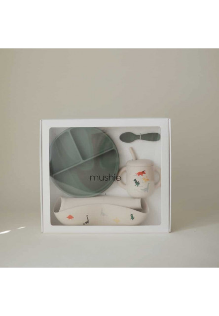 Silikónový jedálenský set pre batoľatá mushie - dinosaurs