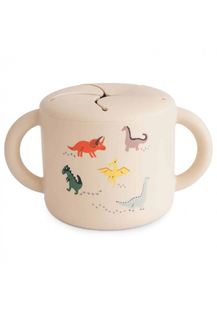 Silikónový pohárik na snack mushie - dinosaurs