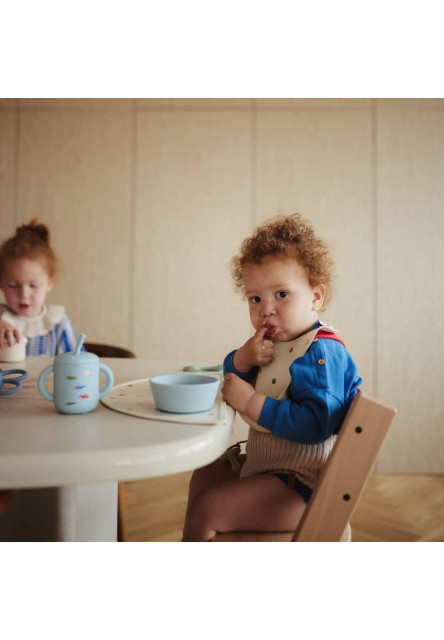 Silikónový pohárik so slamkou mushie - retro cars