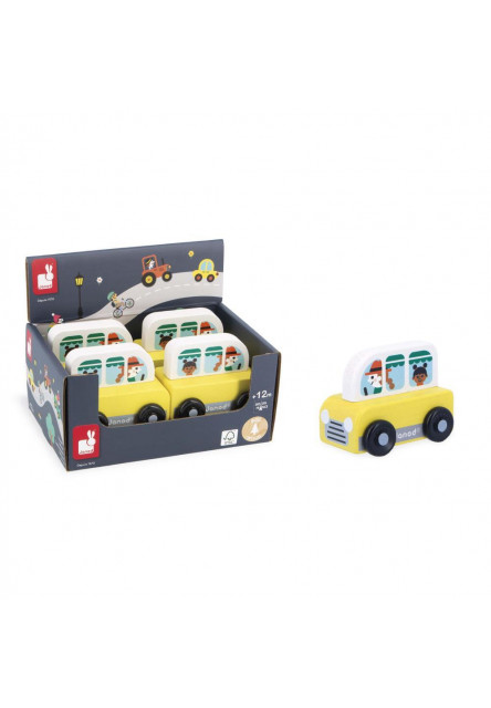 Cross roads Drevené auto na tlačenie Dodávka žlté