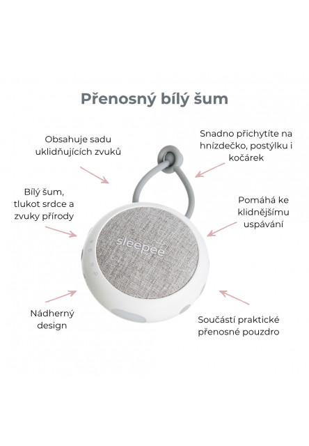 Multifunkční hnízdečko pro miminko s bílým šumem 3v1 Sleepee Grey