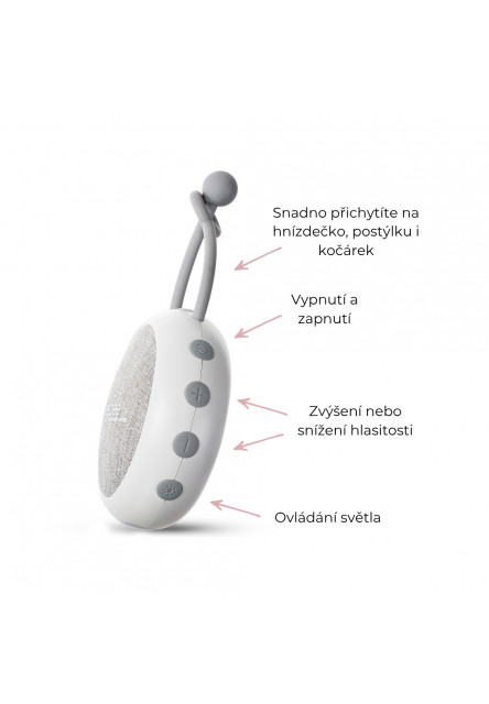 Nastavitelná hrazdička s hračkami a bílým šumem 2v1 Sleepee Grey