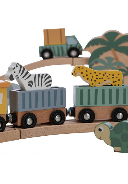 Free2Play Dřevěná vláčkodráha se zvířátky