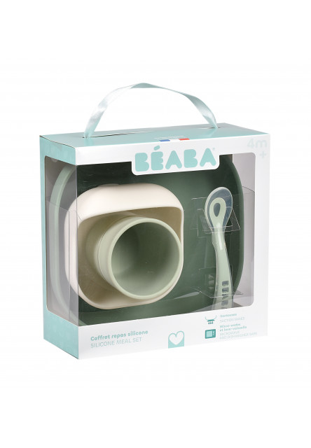 Jídelní sada silikonová 4-dílná Sage Green / Misty Green