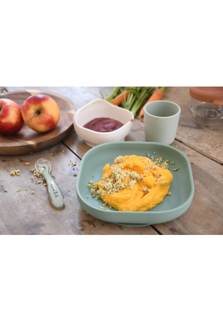 Jídelní sada silikonová 4-dílná Sage Green / Misty Green