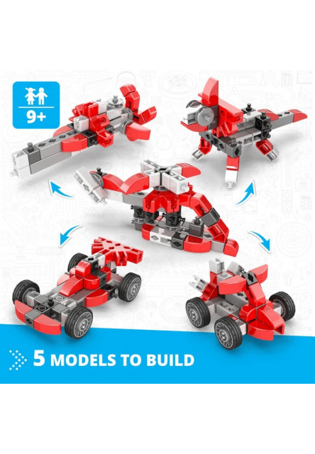 Engino INVENTOR MECHANICS pretekár s 5 bonus modelmi