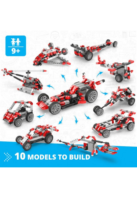 Engino INVENTOR MOTORIZED pretekárske auto s 10 bonusovými modelmi