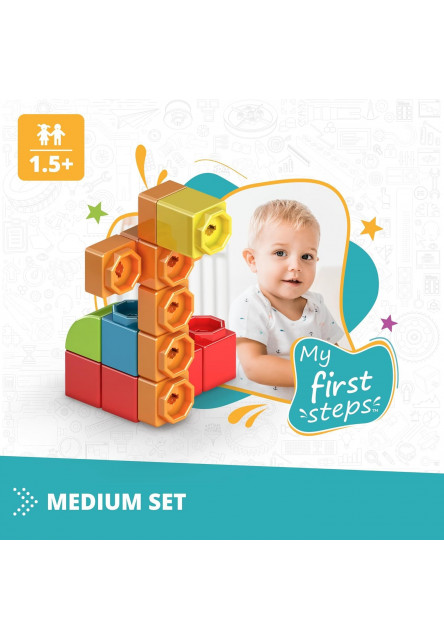 Engino BABY QBOIDZ - Moje prvé kroky - medium set (v plastovej vaničke)