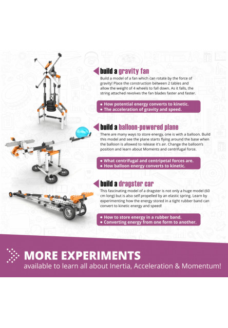 Engino STEM NEWTON's LAWS: Zotrvačnosť, hybnosť, kinetická a potenciálna energia
