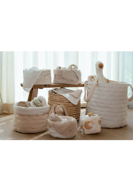 Košík textilní oboustranný extra velký Pure Soft Beige Stripe