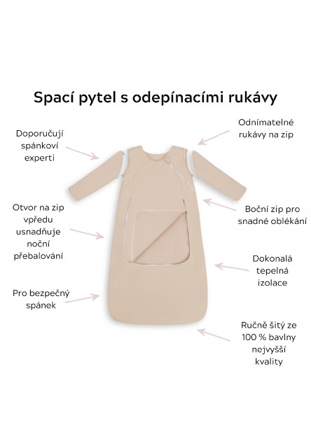 Celoroční spací pytel s odepínacími rukávy Sleepee Pink