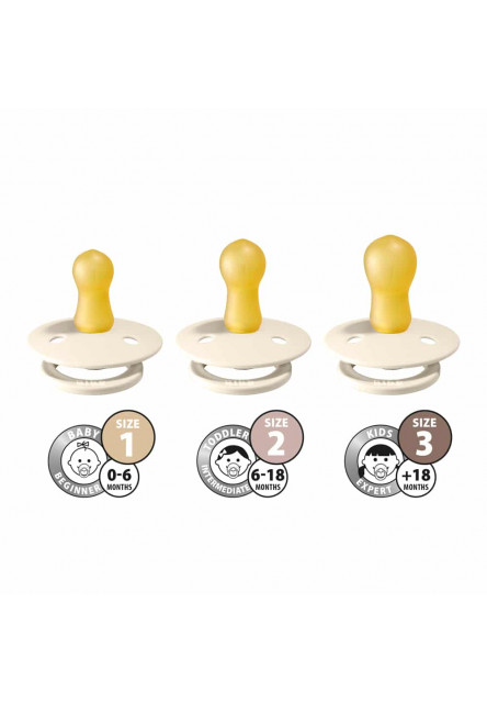 BIBS Colour cumlíky z prírodného kaučuku 2ks - veľkosť 1 (Mushroom / Breeze)