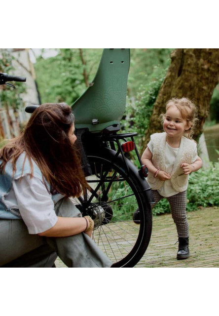 Zadná sedačka na bicykel Ta-ke s adaptérom a nosičom na rám SET Icho Zelená/Kurumi Hnedá Icho Zelená/Kurumi Hnedá