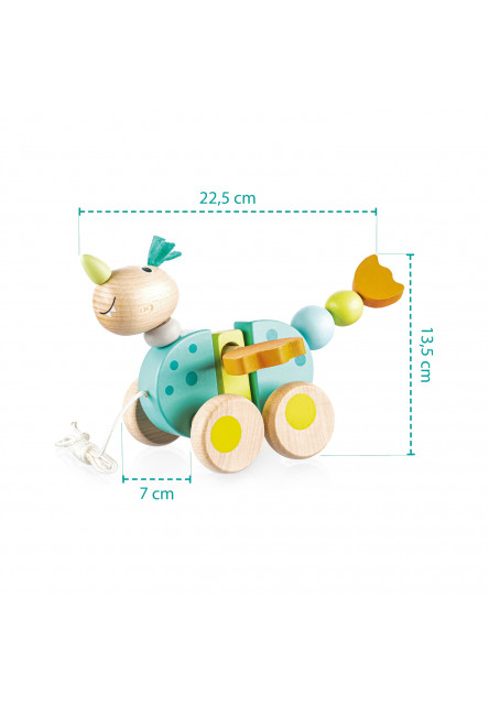 Dřevěná tahací hračka, Unicorn