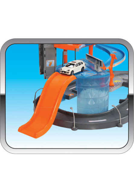 Bburago PLAY 1:43 Street Fire Mega Dealer Showroom garáž s dvoma autíčkami