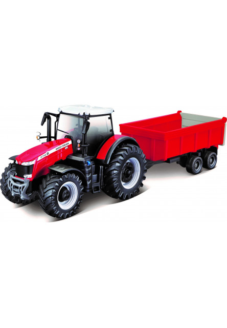 Bburago 1:50 Farm Traktor Massey FERGUSSON 8740S Tractor with Trailer