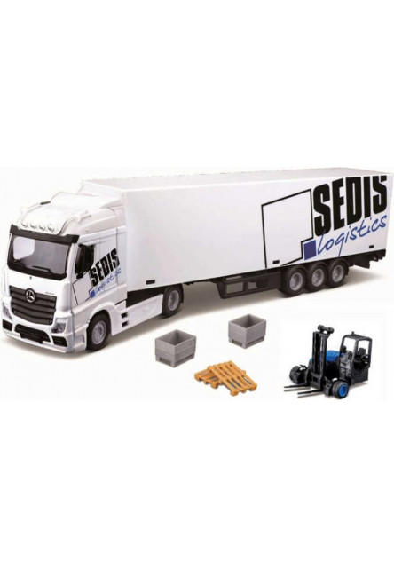 Bburago 1:43 MB Actros SEDIS Logistics with Forklift and accesories Bburago