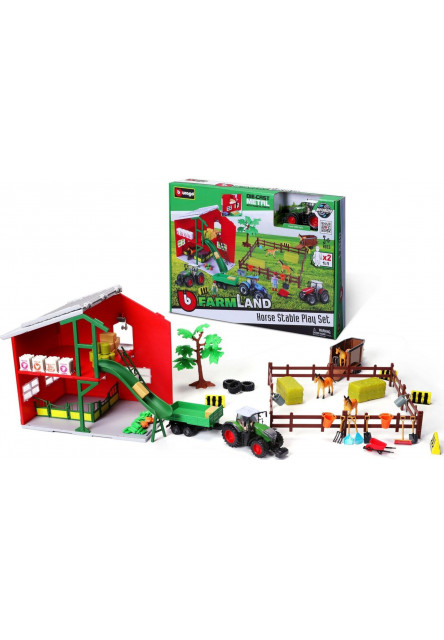 Bburago Farmland Konska stajňa s traktorom Bburago