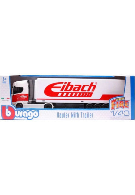 Bburago 1:43 Truck with trailer - Scania 770 S - White Trailer Eibach