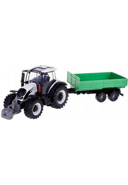 Bburago Farm 10cm Tractor with Trailer - Valtra N174 - Tipping Trailer