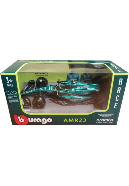 Bburago 1:43 RACE Formula F1 - Aston Martin  AMR23 (2023) #18 Lance Stroll with driver
