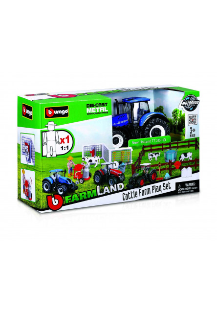 Bburago Farmland Kravská Farma s traktorom Bburago