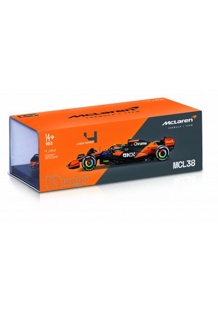 Bburago 1:24 RACE Formula F1 - McLaren F1 Team MCL38 (2024) #4 (Lando Norris) - Hard case Bburago