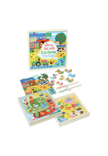 Drevená sada zábavných hier so zvieratkami 4 v 1