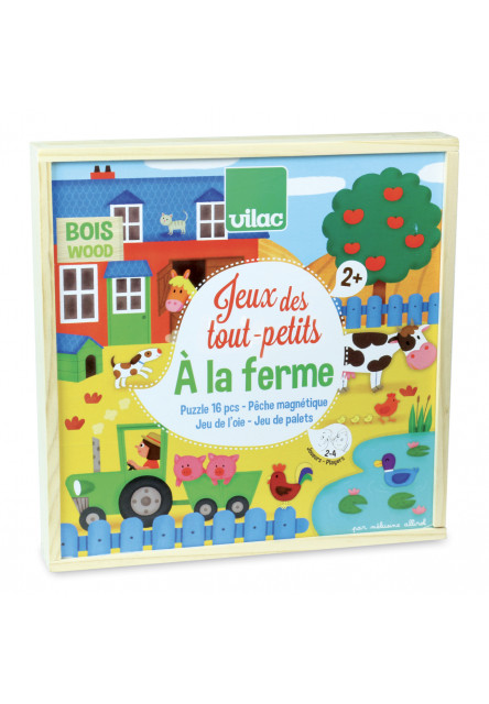 Drevená sada zábavných hier so zvieratkami 4 v 1