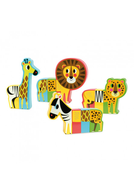 Drevené puzzle Veselé safari