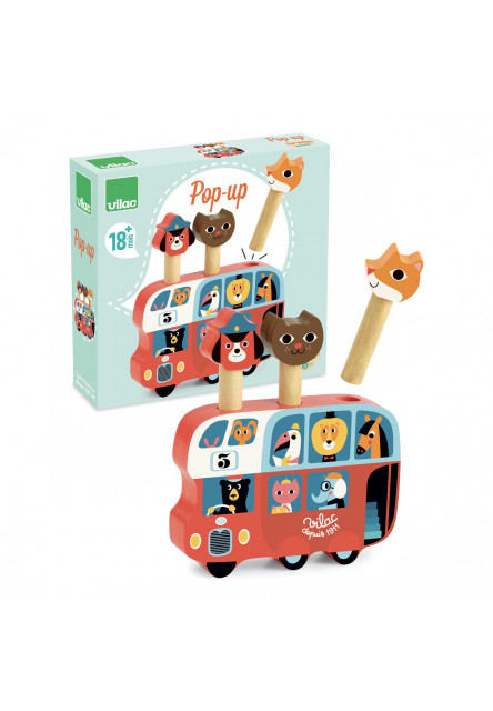 Drevená vystreľovacia hra Autobus so zvieratkami