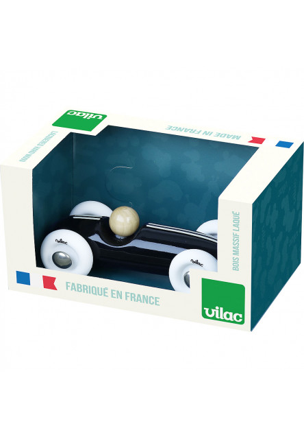 Drevené auto mini Grand prix vintage čierne