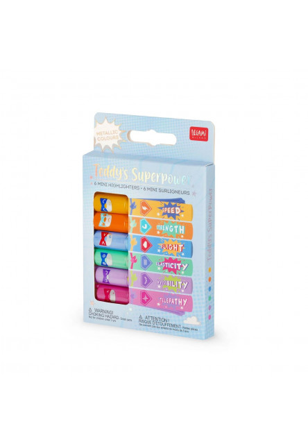 Sada 6 zvýrazňovačov Legami Set Of 6 Mini Highlighters - Teddy'S Superpower