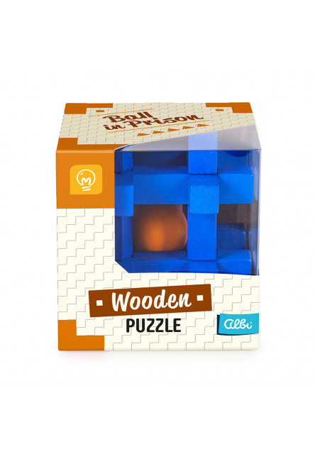 Veľký drevený hlavolam - Klietka s guľou