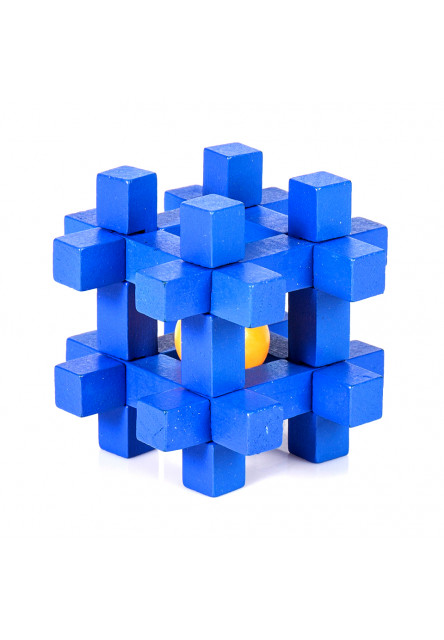 Veľký drevený hlavolam - Klietka s guľou